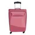 Pink travel suitcase. Vector illustration.